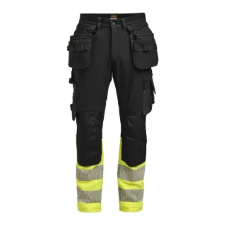 2372 Naisten Käsityöläishousut Stretch Hi-vis Musta / Keltainen