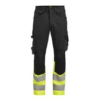 2392 Käsityöläishousut Stretch Hi-vis Musta / Keltainen