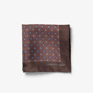 Handkerchief Silk Floral Ruskea
