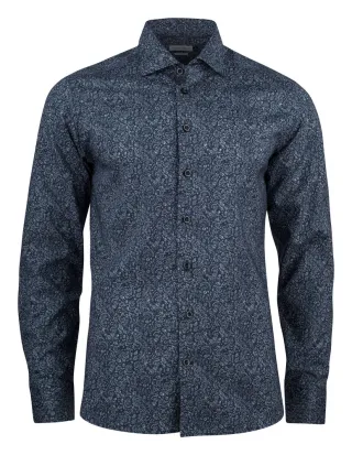 Ib37 Poplin Slim Sininen Kukkainen