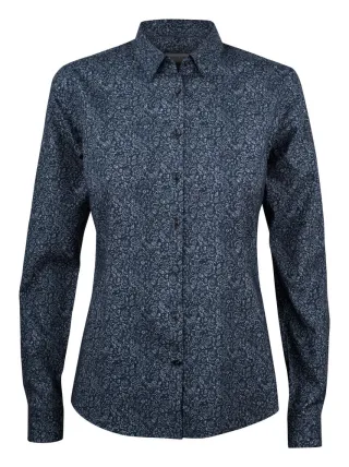 Ib37 Poplin Woman Sininen Kukkainen
