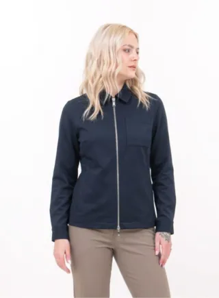Modern Zip Overshirt Woman Tummansininen