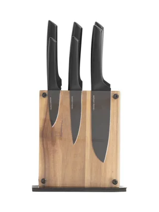 Veitsisetti, 6 Veistä Ja Veitsiteline Musta