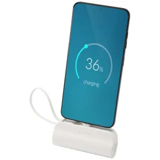 Alnair 5 000 Mah:n Ja 10 W:n Kierrätetystä Muovista Valmistettu Type-c-varavirtalähde, Jossa Sisäänrakennettu Jalusta Ja 2-in-1-kaapeli