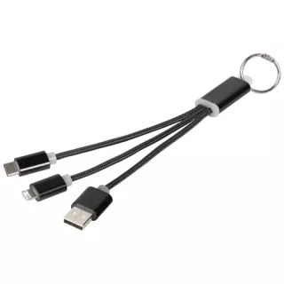Metal 3-in-1 -latauskaapeli Avainketjulla Musta