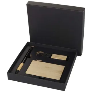 Minka Rcs-kierrätetystä Alumiinista Valmistettu Kuulakärkikynän, Avaimenperän Ja Rfid-korttikotelon Lahjasetti Natural / Musta