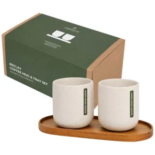 Originalhome Soikea Puinen Tarjotin Ja 150 Ml:n Keraaminen Muki -setti