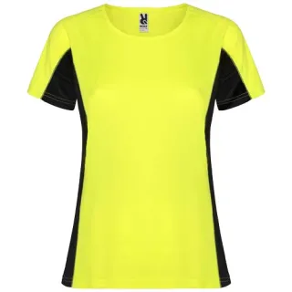 Shanghai Naisten Lyhythihainen Urheilu-t-paita Fluorikeltainen / Musta