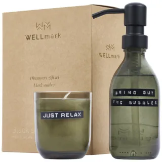 Wellmark Discovery 200 Ml:n Käsisaippua-annostelija Ja 150 G Tuoksukynttiläsetti – Tumman Meripihkan Tuoksu