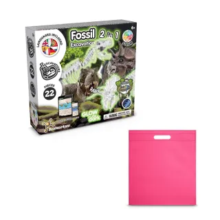 2 In 1 Fossil Excavation Kit Iv. Opetuspeli Toimitetaan Kuitukangaslahjapussilla (80 G/m²) Pinkki