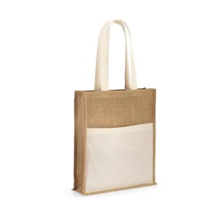 Braga. Jute Bag (240 G/m²) With Pocket In 100% Cotton (140 Gm²) Natural