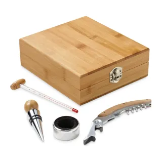 Cabernet. Bamboo, Zinc And Stainless Steel Wine Set Natural