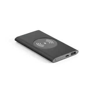 Cassini. Power Bank 4'000 Mah Ja 5w Langaton Laturi, Kierrätetystä Alumiinista (100 % Ral) Musta
