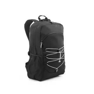 Delfos Backpack. 300d Kierrätetystä Polyesteristä Ja 600d Kierrätetystä Polyesteristä Kannettava Reppu Heijastavilla Elementeillä Musta