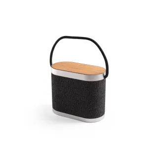 Guetta. 5w Portable Speaker With Super-fast 15w Wireless Charger And 2h Battery Life Made Of Bamboo And Recycled Pet (100% Rpet) Tummanharmaa