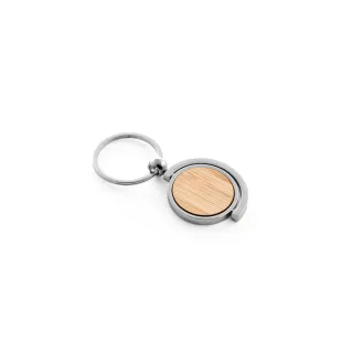 Homer Round. Circular Bamboo Keyring Natural