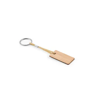 Hopps. Rectangular Bamboo Keyring With Pet Cord Natural