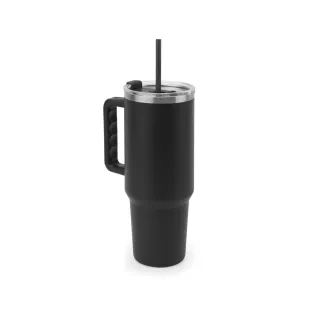 Joyner Large Stainless Steel Travel Cup (91% Recycled) With Vacuum Insulated Double Wall And A Matt Finish 1300 Ml Musta