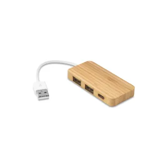Moser. Hub With 2 Usb-a And 1 Usb-c Ports In Bamboo Natural