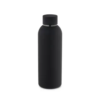 Odin. Double Wall Vacuum Stainless Steel (36% Recycled) Bottle With Rubber Coating 550 Ml Musta