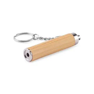 Rachel. Bamboo And Abs Key Ring With Led Torch Natural