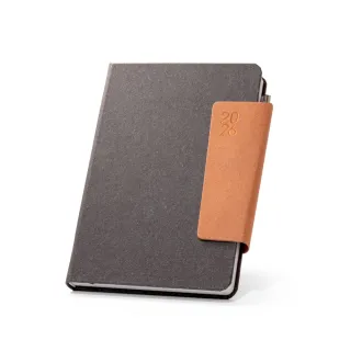 Tagore A5. A5 Diary In Leather (58% Recycled) Musta