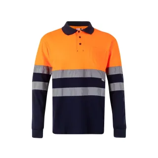 Vl Pluto Large. Kaksivärinen Pitkähihainen Pikeepaita (150 G/m²), Materiaali Puuvilla (55 %) Ja Polyesteri (45 %)