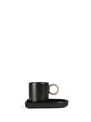 Byon Espressokuppi Ja Lautanen Niki, Musta/beige