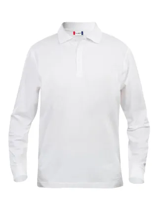 Clique Basic Polo L/s Junior Valkoinen