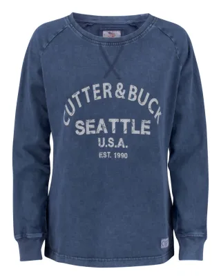 Cutter & Buck Thorp Denim Crew Ladies Denim Sininen