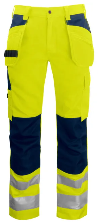 Projob 6531 Riipputaskuhousut En Iso 20471 Luokka 2 Keltainen / Sininen