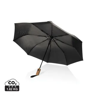 Kaycey 21" Aware™ Rpet Akaasiapuinen Mini Sateenvarjo Musta