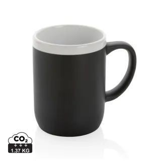 Keraaminen Muki Valkoisella Reunuksella 300ml Musta, Valkoinen