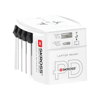 Skross World Travel Adapteri Muv 65w Pd Usb C -kaapelilla Valkoinen