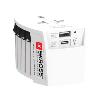 Skross World Travel Muv 2-napainen Usb A Ja C Adapteri Valkoinen