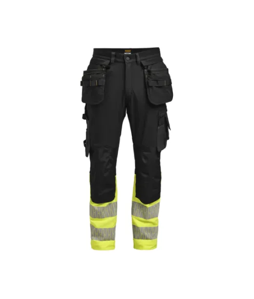 2372 Naisten Käsityöläishousut Stretch Hi-vis Musta / Keltainen
