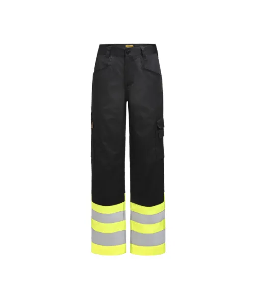 2417 Huomiotyöhousut Stretch Musta / Keltainen