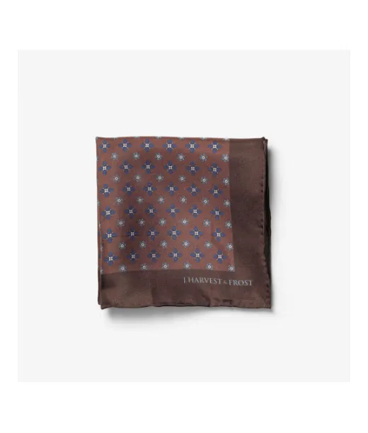 Handkerchief Silk Floral Ruskea