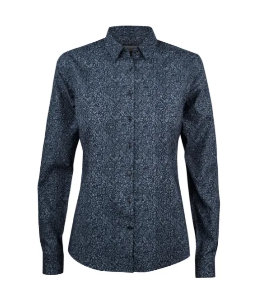Ib37 Poplin Woman Sininen Kukkainen