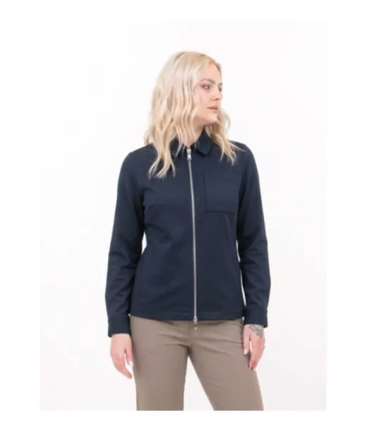 Modern Zip Overshirt Woman Tummansininen