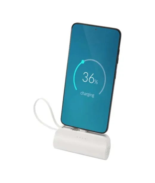 Alnair 5 000 Mah:n Ja 10 W:n Kierrätetystä Muovista Valmistettu Type-c-varavirtalähde, Jossa Sisäänrakennettu Jalusta Ja 2-in-1-kaapeli