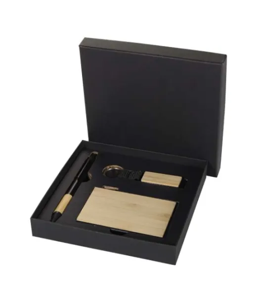 Minka Rcs-kierrätetystä Alumiinista Valmistettu Kuulakärkikynän, Avaimenperän Ja Rfid-korttikotelon Lahjasetti Natural / Musta