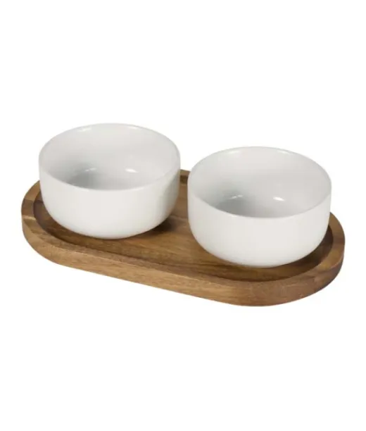 Noa Setti Puisella Tarjottimella Ja Keraamisilla Tarjoilukulhoilla