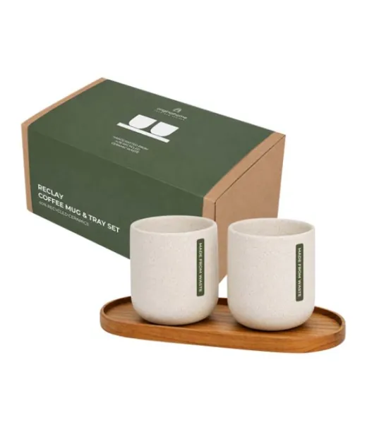 Originalhome Soikea Puinen Tarjotin Ja 150 Ml:n Keraaminen Muki -setti