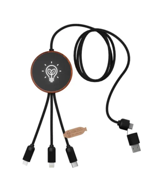 Scx.design C40 5-in-1 Rpet-latauskaapeli Valaistuvalla Logolla Ja 10 W:n Latausalustalla