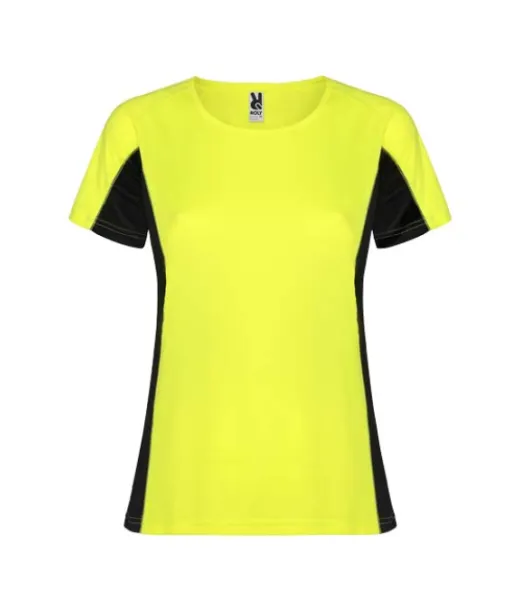 Shanghai Naisten Lyhythihainen Urheilu-t-paita Fluor Yellow / Musta