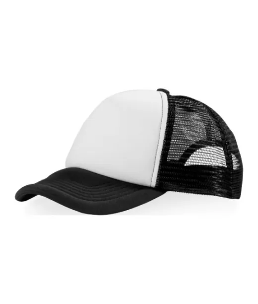 Trucker-lakki, 5-paneelinen, 100 G/m² Musta / Valkoinen
