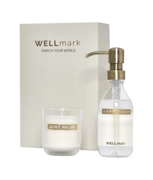 Wellmark Discovery 250 Ml:n Käsisaippua-annostelija Ja 150 G:n Tuoksukynttiläsetti