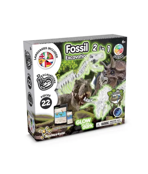 2 In 1 Fossil Excavation Kit Iii. Opetuspeli Mukana Voimapaperinen Lahjapussi (115 G/m²) Natural