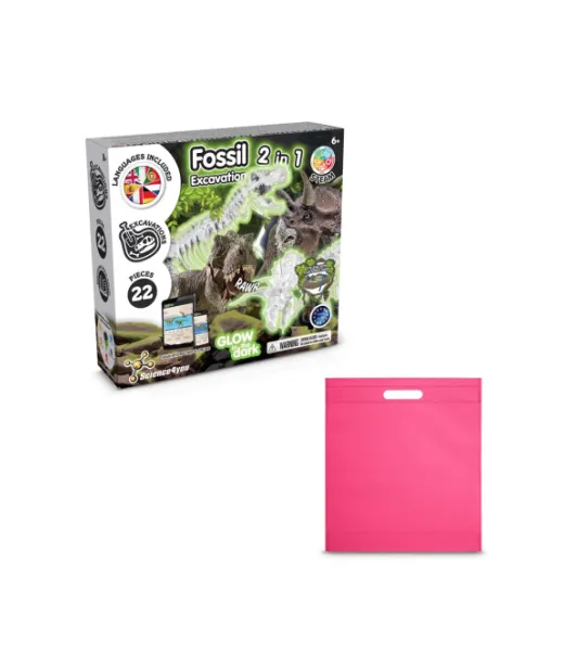 2 In 1 Fossil Excavation Kit Iv. Opetuspeli Toimitetaan Kuitukangaslahjapussilla (80 G/m²) Pinkki